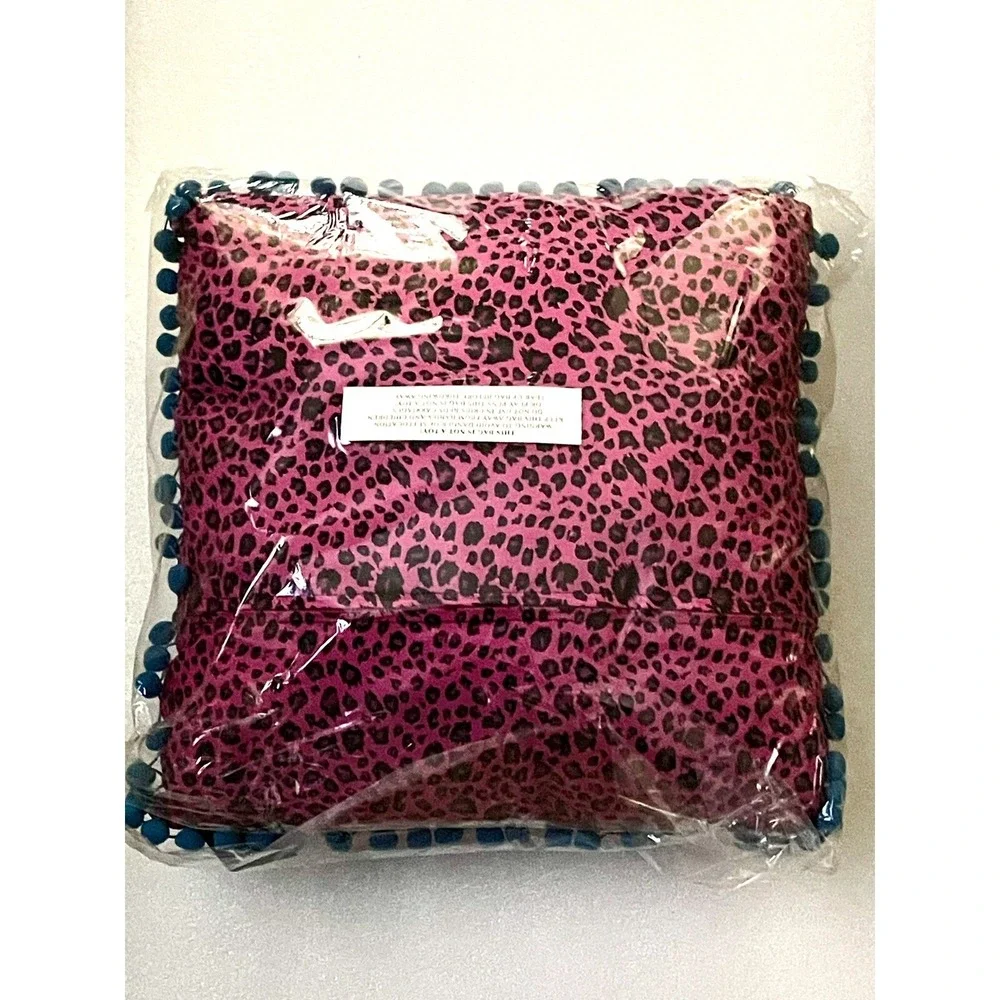 Lot Of 3 Bettie Page Pillows Pink Leopard Print Blue Tassels 14x14‎ Betty Decor